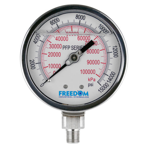 4 Inch Face, Glycerin Filled Liquid Gauge, 15,000 Psi, 1/4 Inch Nptf
