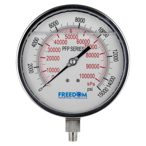 6 Inch Face, Glycerin Filled Liquid Gauge, 15,000 Psi, 1/4 Inch Nptf