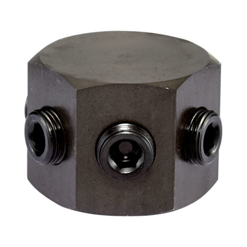 6 Port Hexagon Manifold, 1 In - 5 Out, 3/8" Nptf